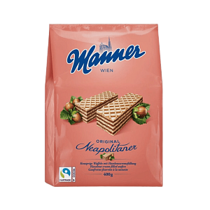 Вафлі Manner Hazelnut Cream Filled з горіховим кремом 400 г — фото 1
