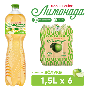 Моршинская Лимонада со вкусом яблока 1,5 л сокосодержащий среднегазированный напиток Xmas limited edition — фото 1