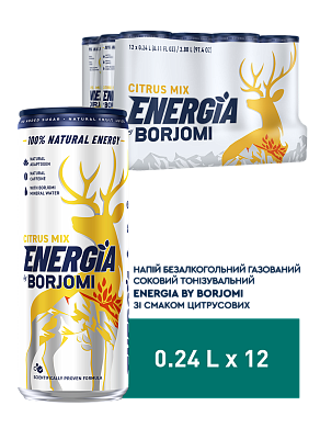 Energia by Borjomi со вкусом Цитрусовых 0,24 л энергетический сильногазированный напиток — фото 1