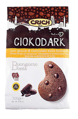 Печенье Crich Чокодарк с шоколадными дропсами 300 г — фото 1