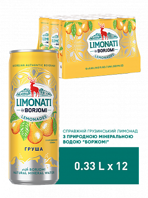 Лимонад Borjomi Limonati Груша 0,33 л сильногазированный напиток — фото 1