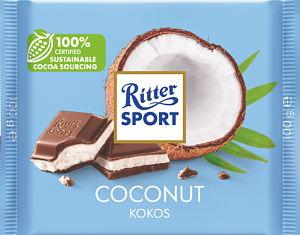 Шоколад Ritter Sport молочный с кокосово‑молочным кремом 100 г — фото 1