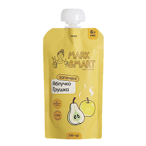 Пюре фруктове Mark&Mart &laquo;Запечене яблучко і грушка&raquo; без цукру для дітей 120 г — фото 1