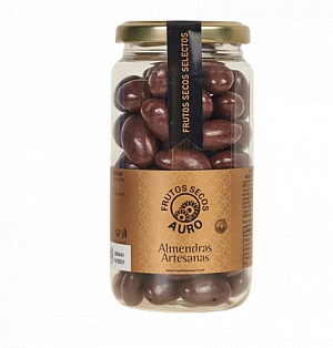 Жареный очищенный миндаль Frutos Secos Auro в черном шоколаде 230 г — фото 1