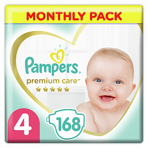 Подгузники Pampers Premium Care Maxi Размер 4 (9-14 кг), 168 шт — фото 1