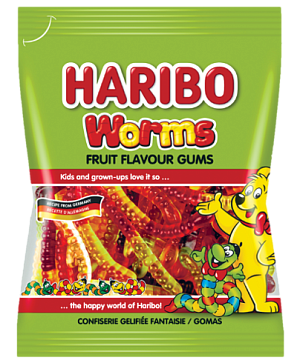 Цукерки желейні Haribo Worms неглазуровані у формі черв`яка 80 г — фото 1