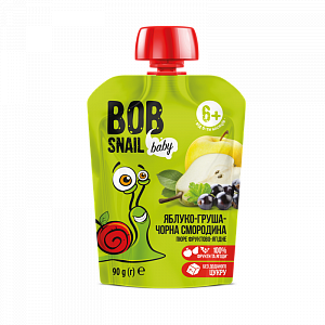 Пюре фруктово-ягідне "Яблуко-Груша-Чорна смородина" Bоb Snail для дітей від 6 місяців 90 г — фото 1