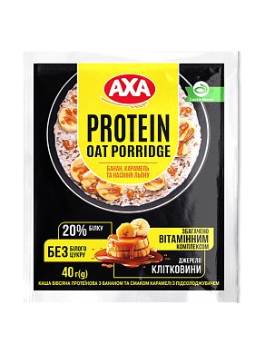 Каша AХА протеиновая с бананом и карамельным вкусом с подсластителем 40 г &times; 20 шт — фото 1