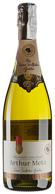 Вино Arthur Metz Cremant D'Alsace виноградное натуральное игристое брют белое 0,75 л — фото 1